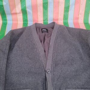 Zara Men's Gray V-Neck Jacket